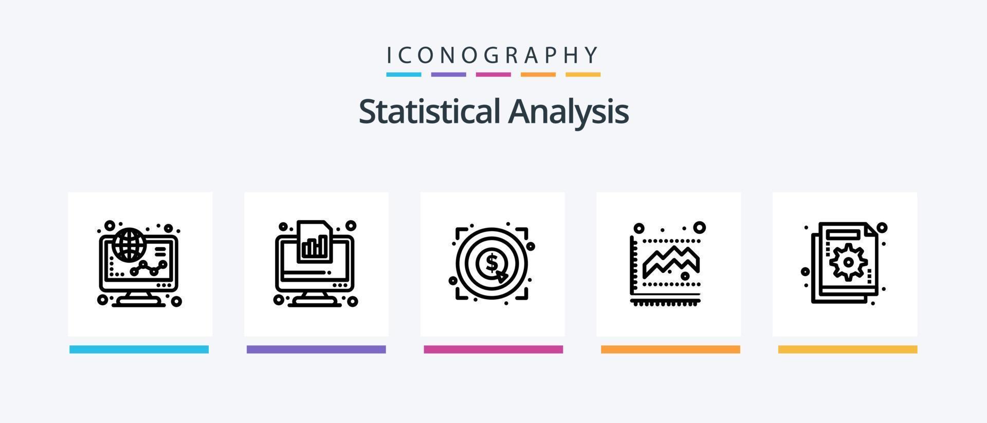 paquete de iconos de la línea 5 de análisis estadístico que incluye finanzas. negocio. humano. análisis. tarta. diseño de iconos creativos vector