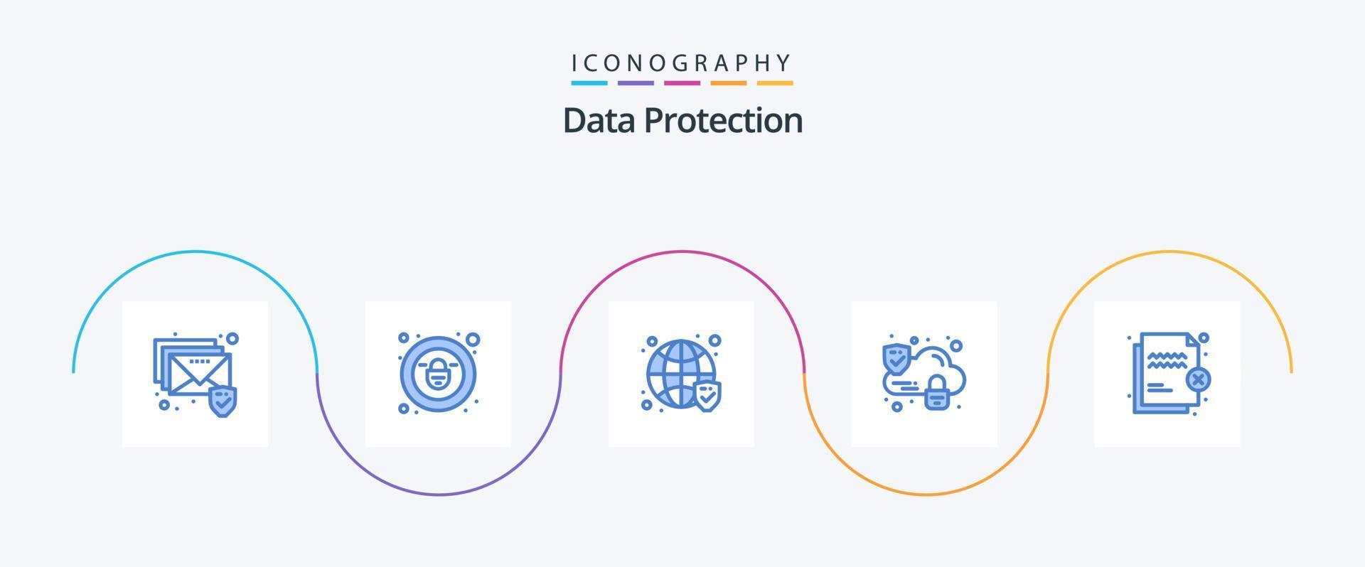 paquete de iconos azul 5 de protección de datos que incluye transferencia. proteccion. seguridad. expediente. seguridad vector