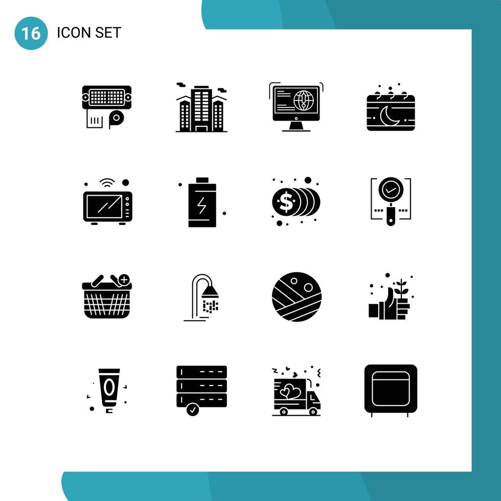 Pictogram Set of 16 Simple Solid Glyphs of month chinese city calendar website Editable Vector Design Elements