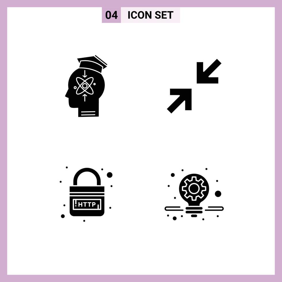 Solid Glyph Pack of 4 Universal Symbols of capability http knowledge arrow link Editable Vector Design Elements