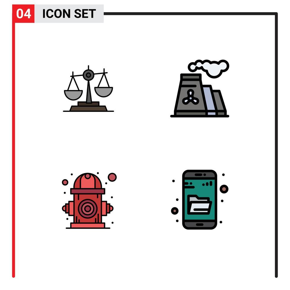 Universal Icon Symbols Group of 4 Modern Filledline Flat Colors of balance pollution justice scale smoke Editable Vector Design Elements