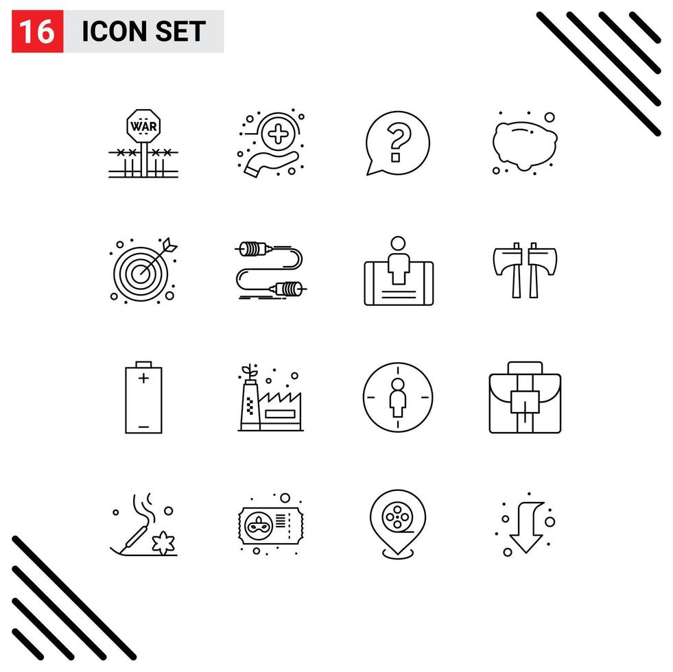 16 User Interface Outline Pack of modern Signs and Symbols of seo vegetable medicine potato social Editable Vector Design Elements