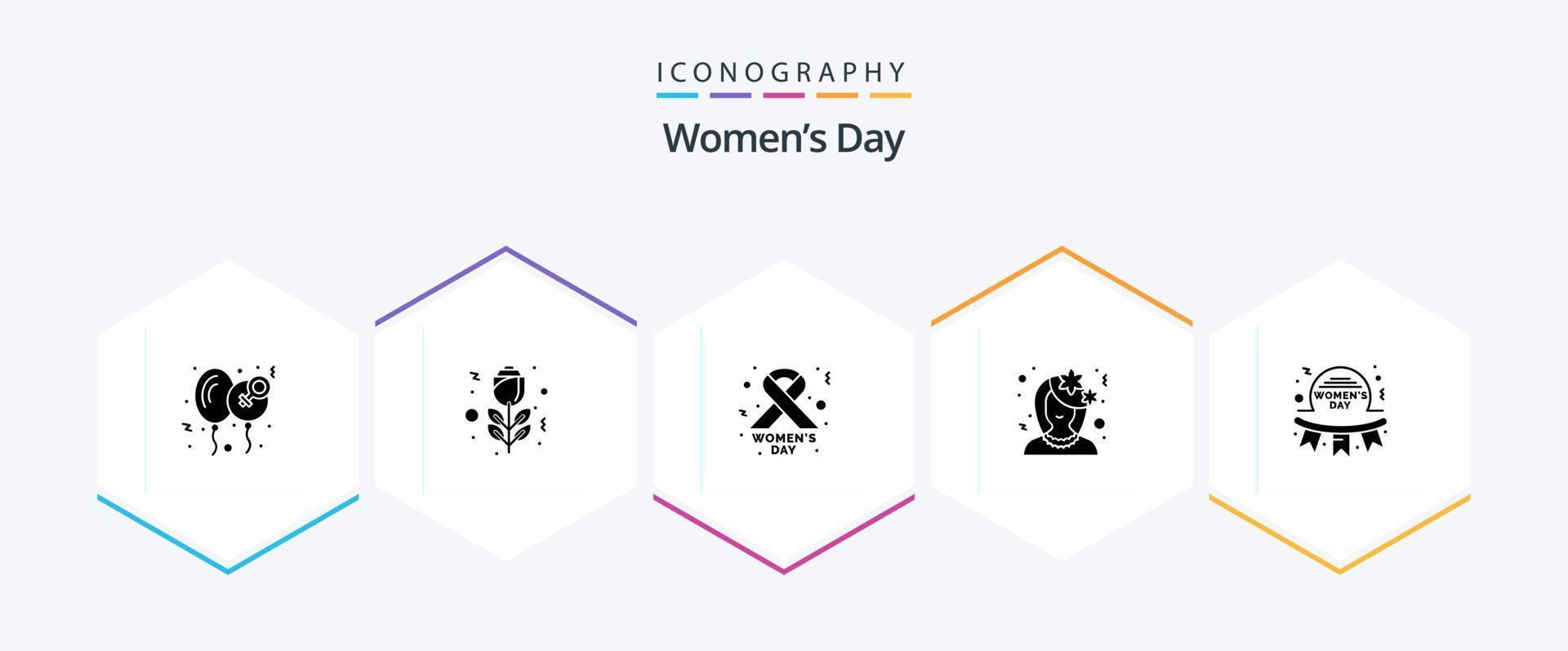 Womens Day 25 Glyph icon pack including happy. woman. cancer sign. profile. cute vector