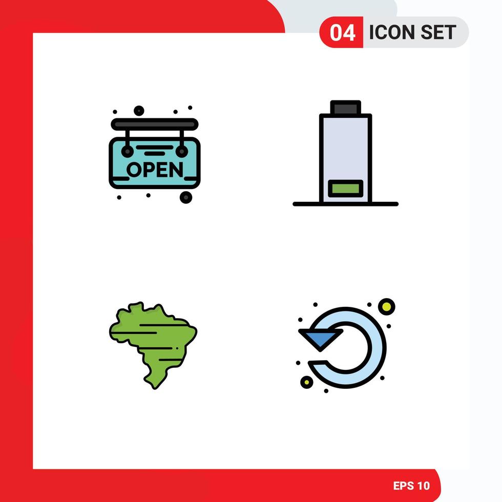 Pictogram Set of 4 Simple Filledline Flat Colors of board circle battery brazil left Editable Vector Design Elements