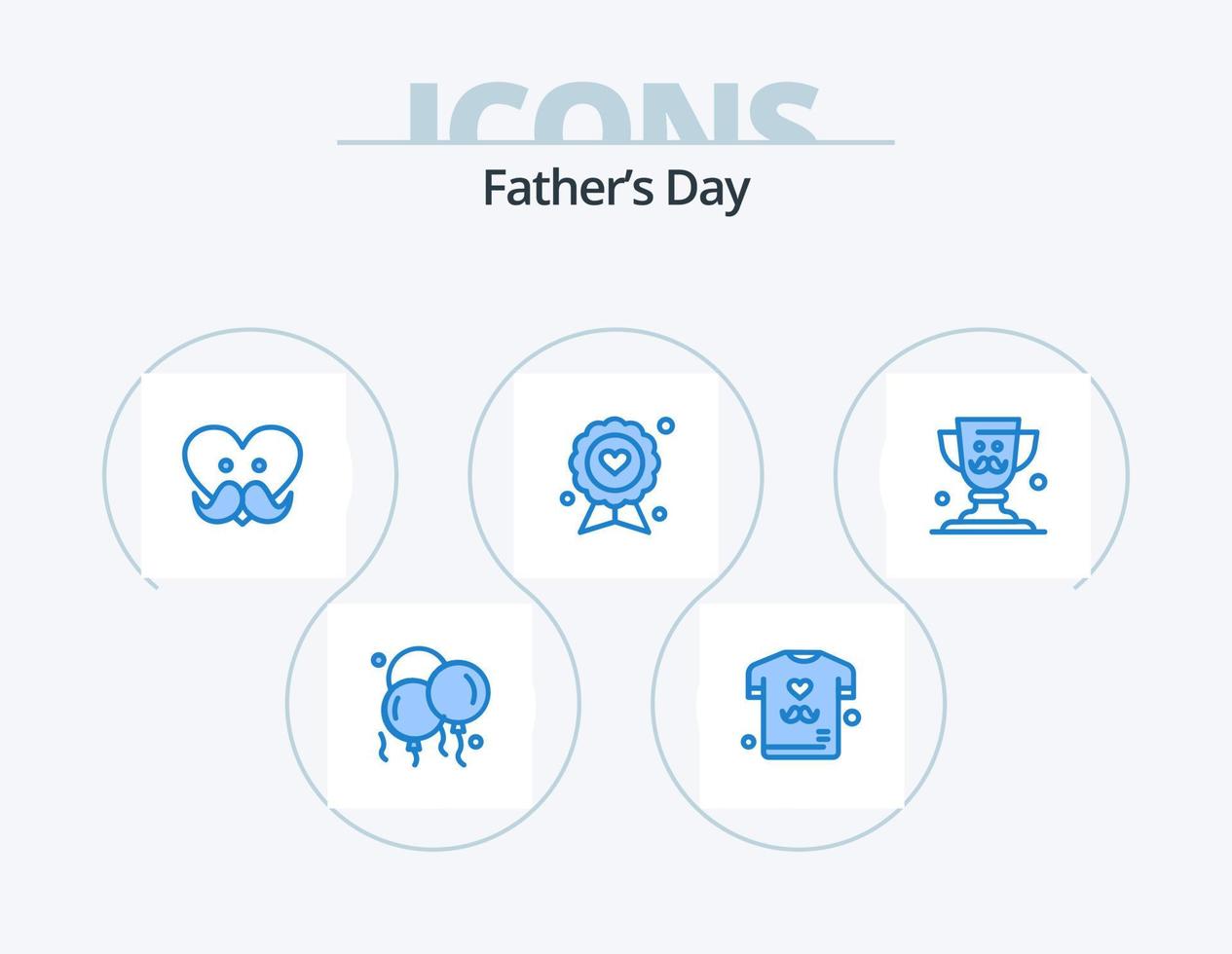 Fathers Day Blue Icon Pack 5 Icon Design. cup. fathers day. dad. father. badge vector