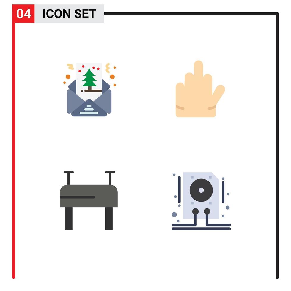 4 concepto de icono plano para sitios web móviles y formas de datos de tarjetas de aplicaciones detener elementos de diseño de vectores editables hdd