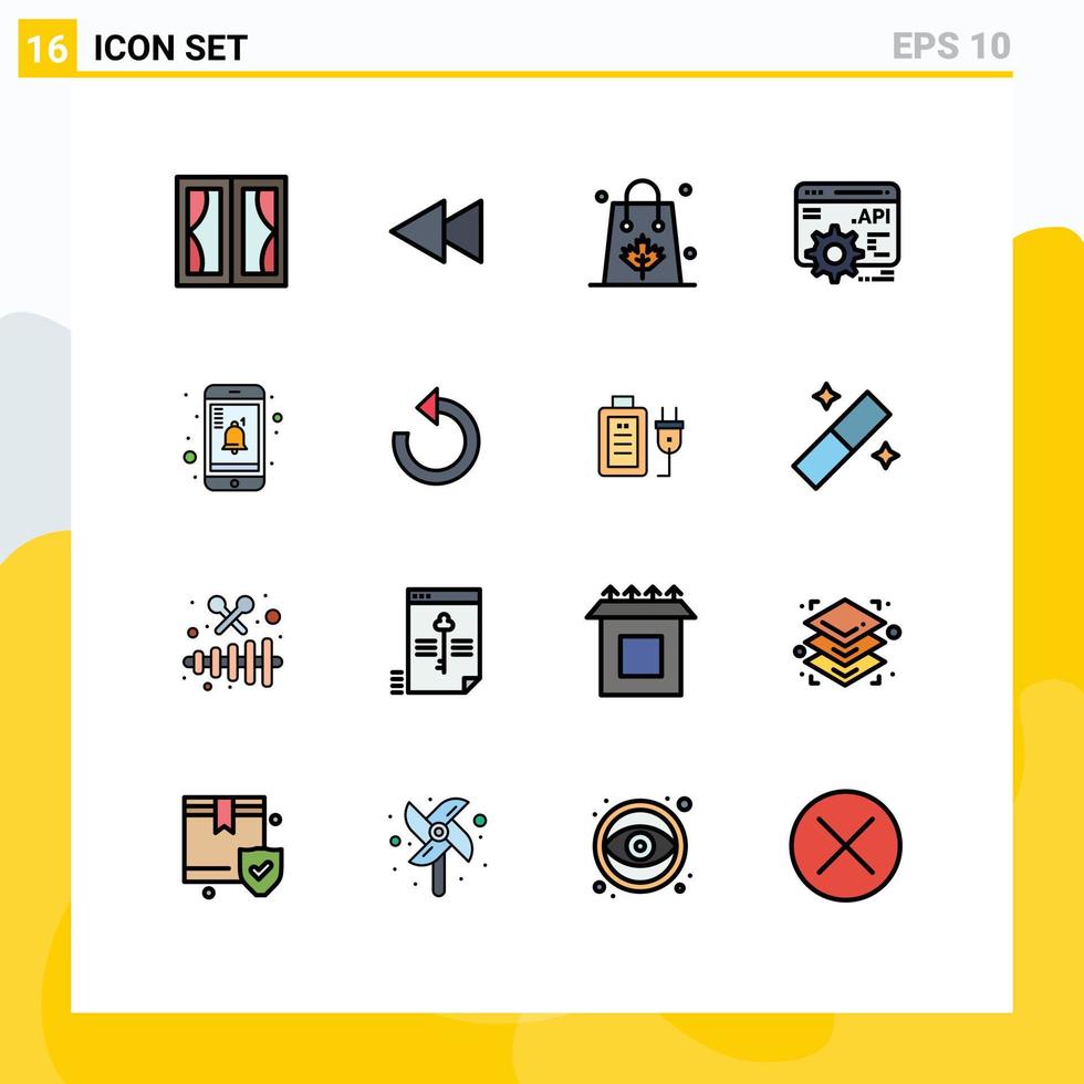Stock Vector Icon Pack of 16 Line Signs and Symbols for mobile api concept rewind api shopping Editable Creative Vector Design Elements