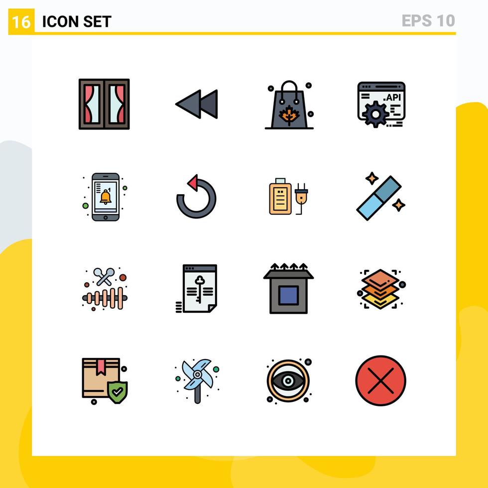 paquete de iconos de vectores de stock de 16 signos y símbolos de línea para el concepto de api móvil rebobinar api compras elementos de diseño de vectores creativos editables