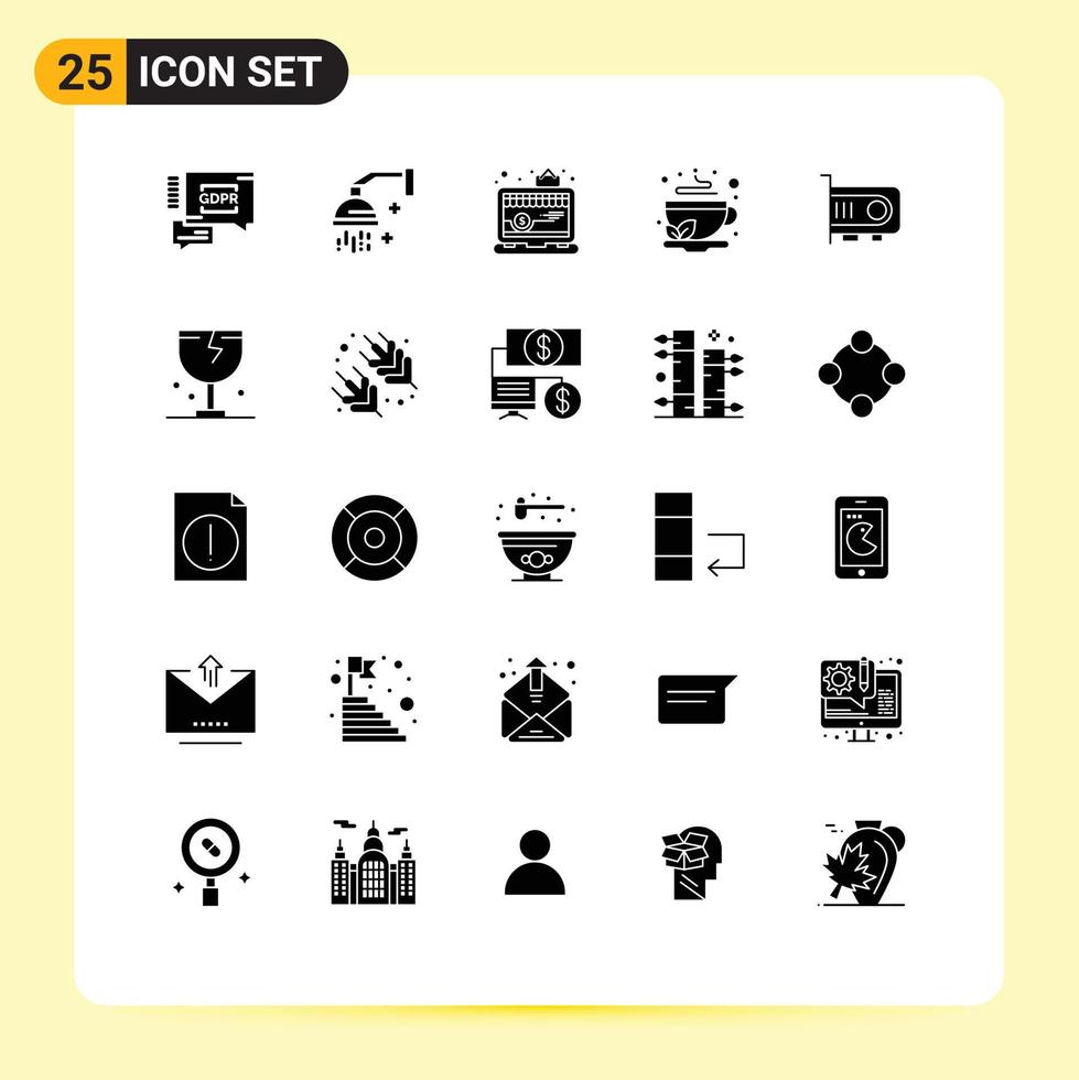 Universal Icon Symbols Group of 25 Modern Solid Glyphs of computer new app drink cup Editable Vector Design Elements
