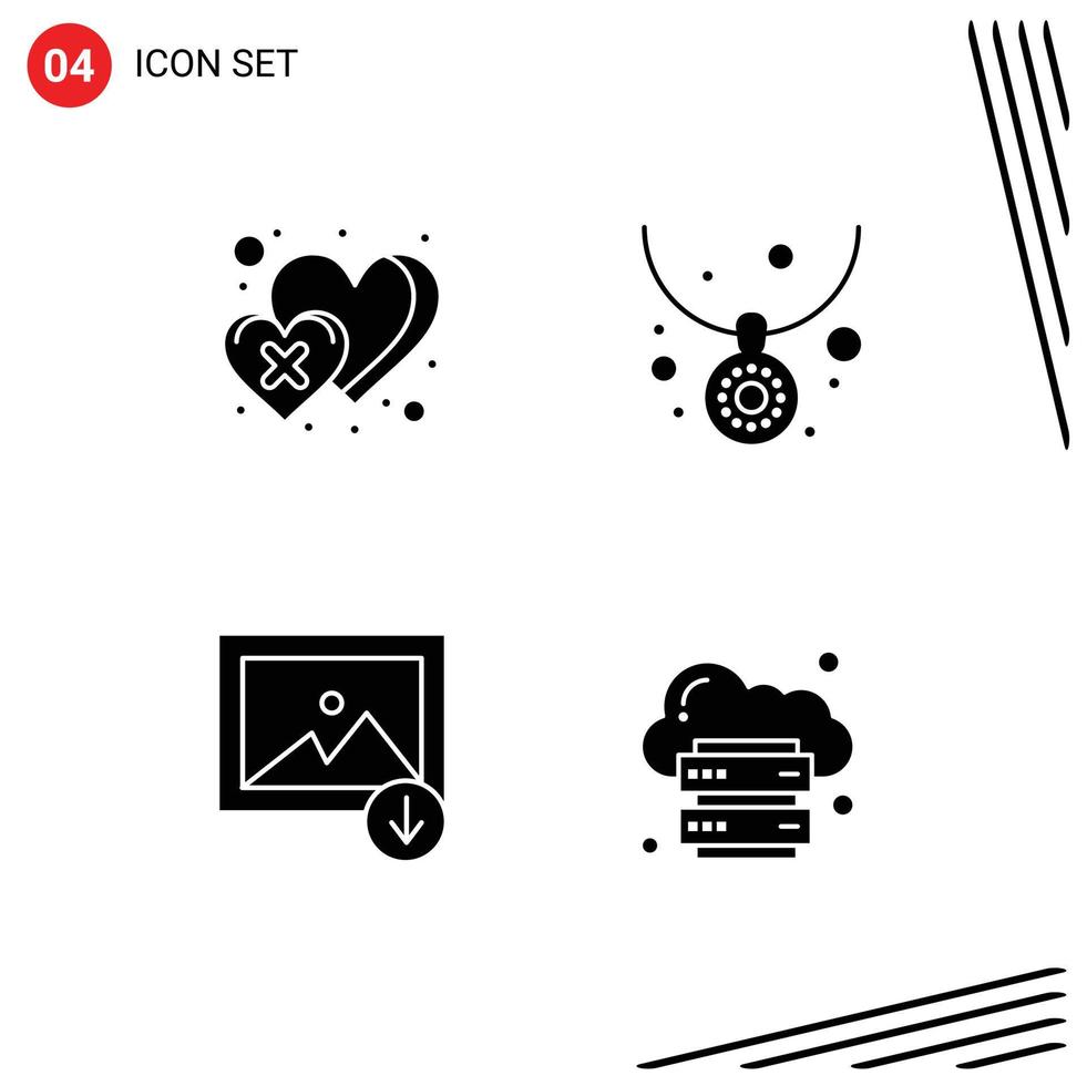 4 Creative Icons Modern Signs and Symbols of dislike image cross jewelry cloud Editable Vector Design Elements