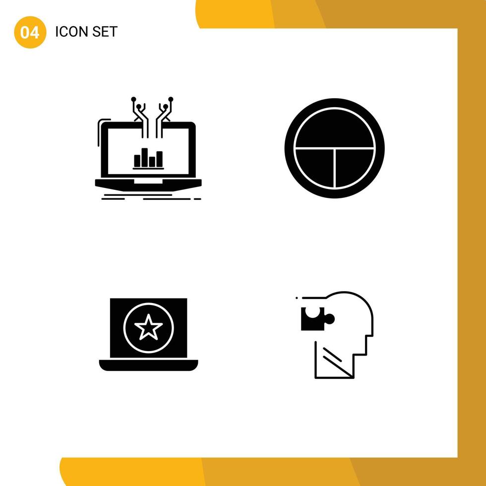 Group of Solid Glyphs Signs and Symbols for analysis award online badge laptop Editable Vector Design Elements