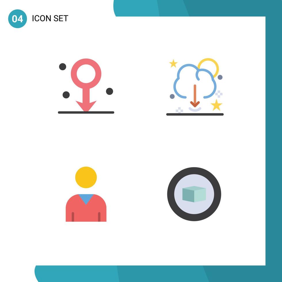 Pictogram Set of 4 Simple Flat Icons of biology avatar medical download user Editable Vector Design Elements