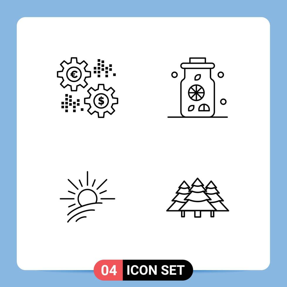 Stock Vector Icon Pack of 4 Line Signs and Symbols for interest light rate lemon spring Editable Vector Design Elements