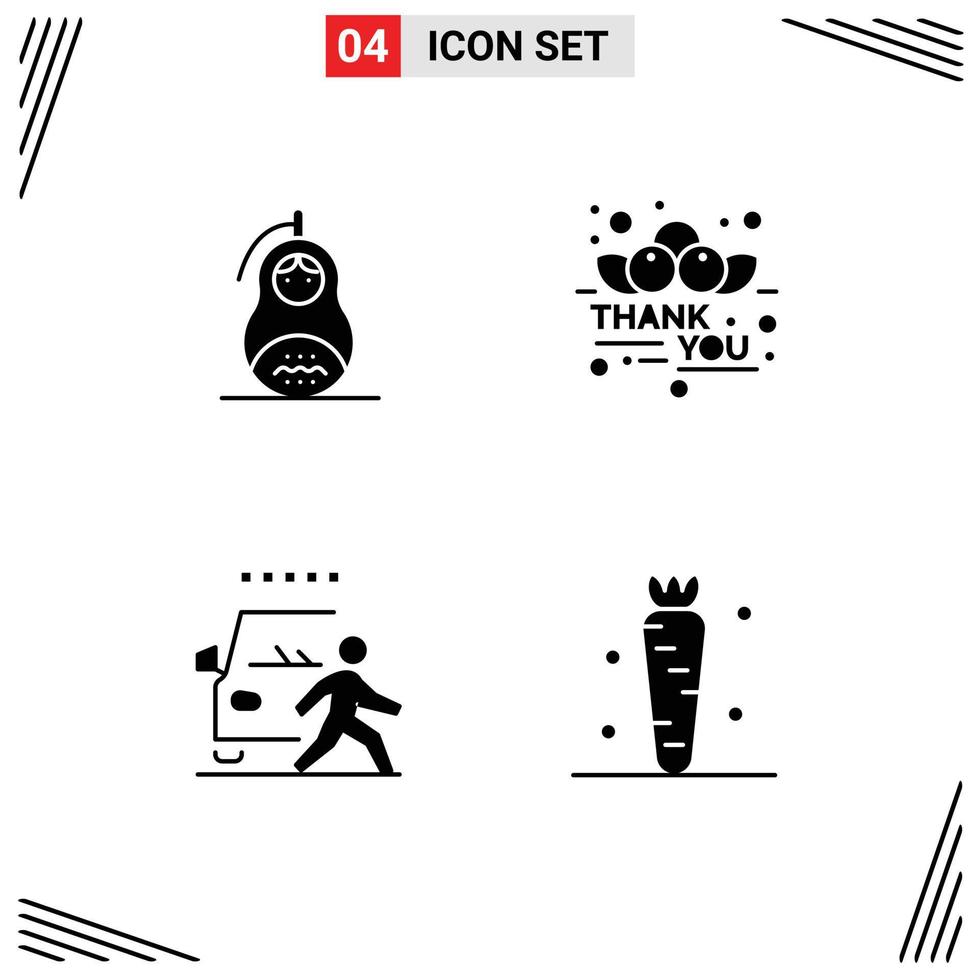 Pictogram Set of 4 Simple Solid Glyphs of fraud and peace gratitude danger Editable Vector Design Elements