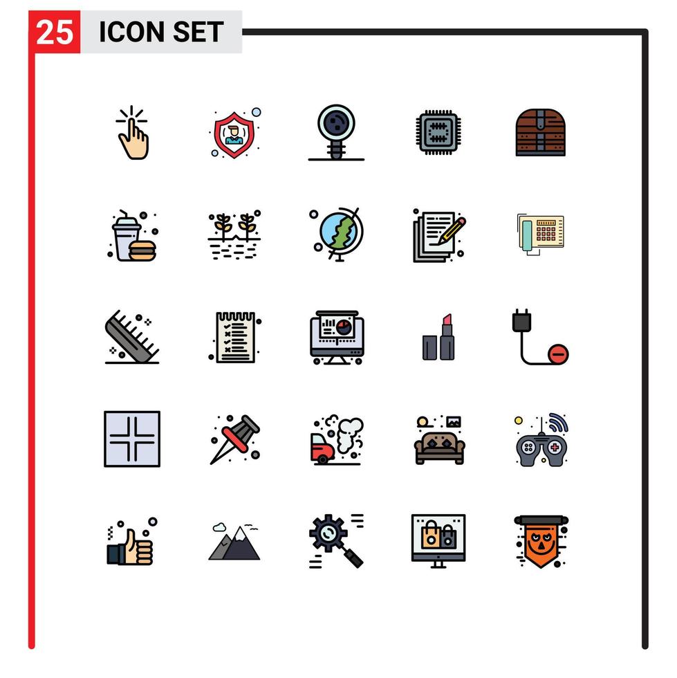 Set of 25 Modern UI Icons Symbols Signs for technology system protect genetic chromosome Editable Vector Design Elements