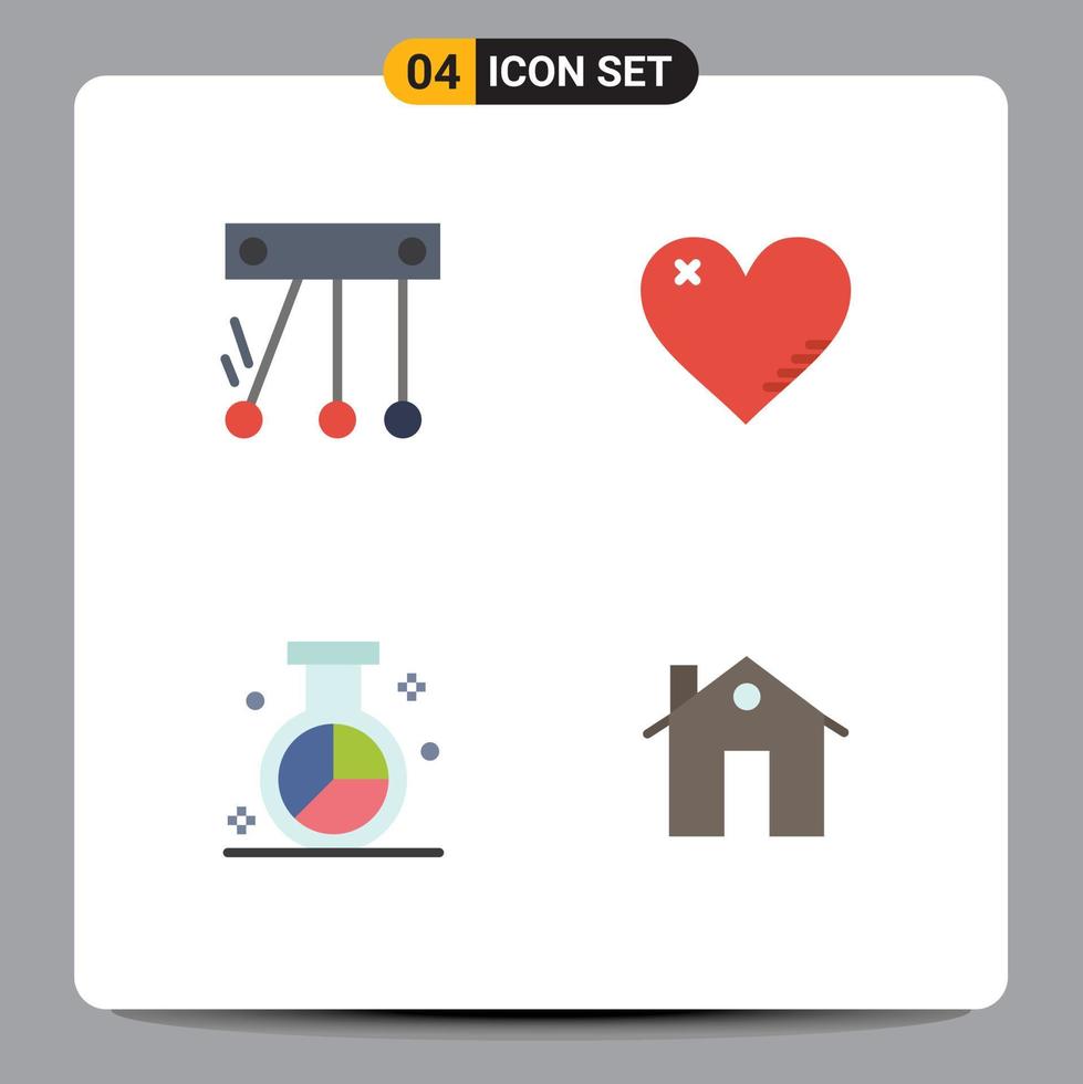 Pack of 4 Modern Flat Icons Signs and Symbols for Web Print Media such as movement market heart favorite optimization Editable Vector Design Elements