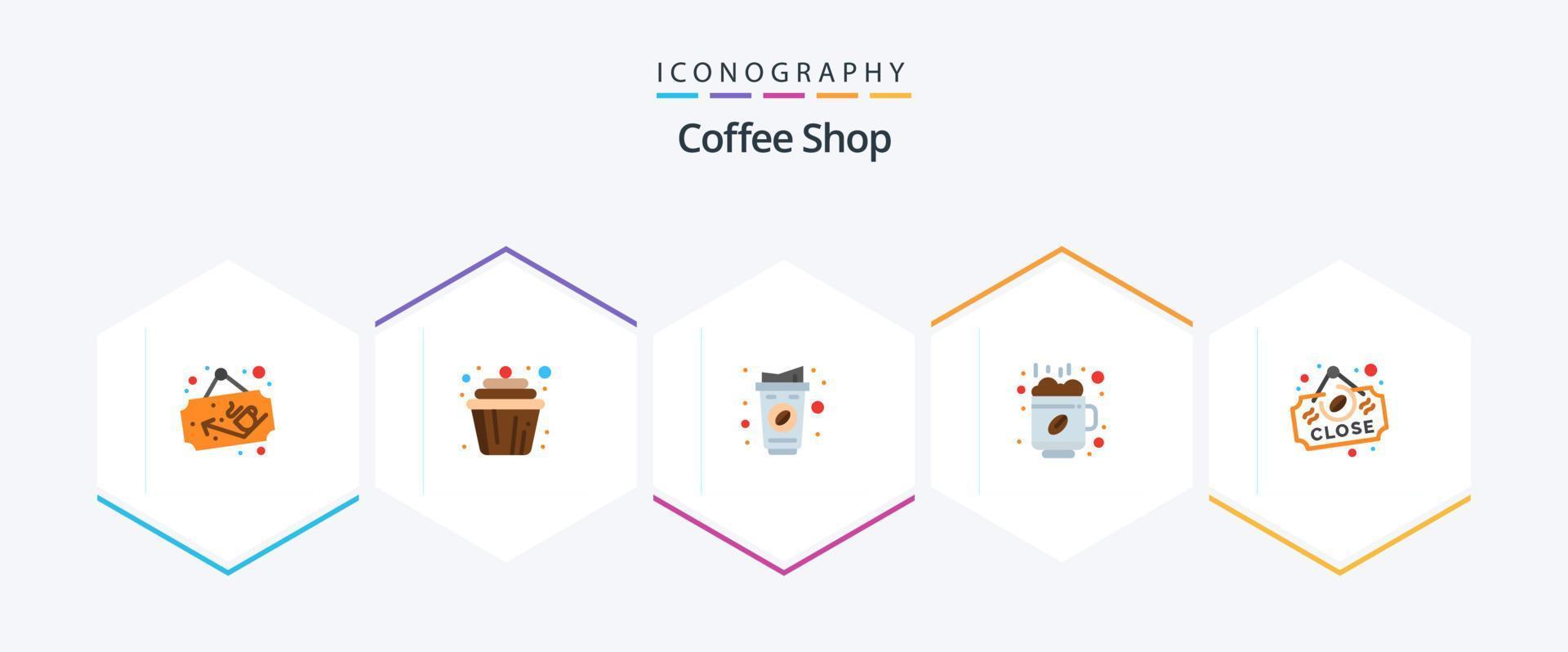 Coffee Shop 25 Flat icon pack including board. cup. coffee. coffee. hot vector