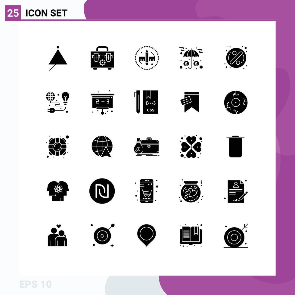 paquete de iconos de vectores de stock de 25 signos y símbolos de línea para la venta de activos de inversión creativos de dinero elementos de diseño de vectores editables