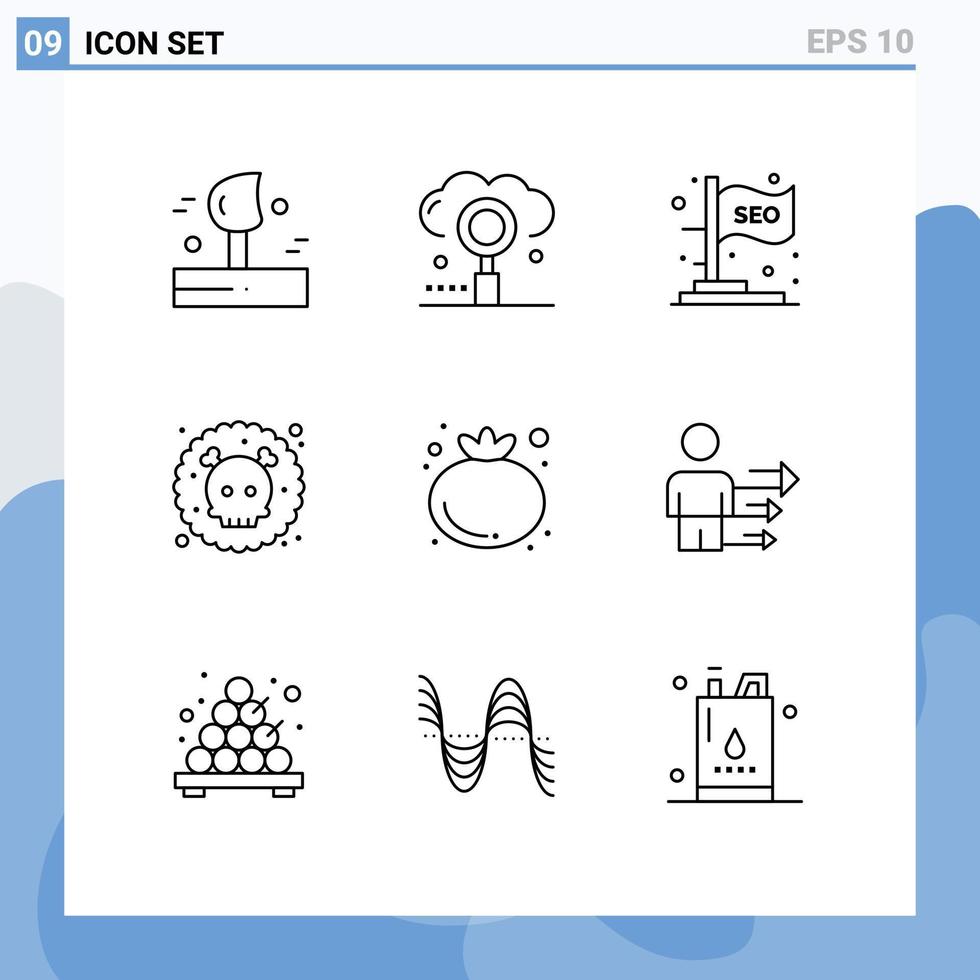 Outline Pack of 9 Universal Symbols of food pollution search poisonous seo Editable Vector Design Elements