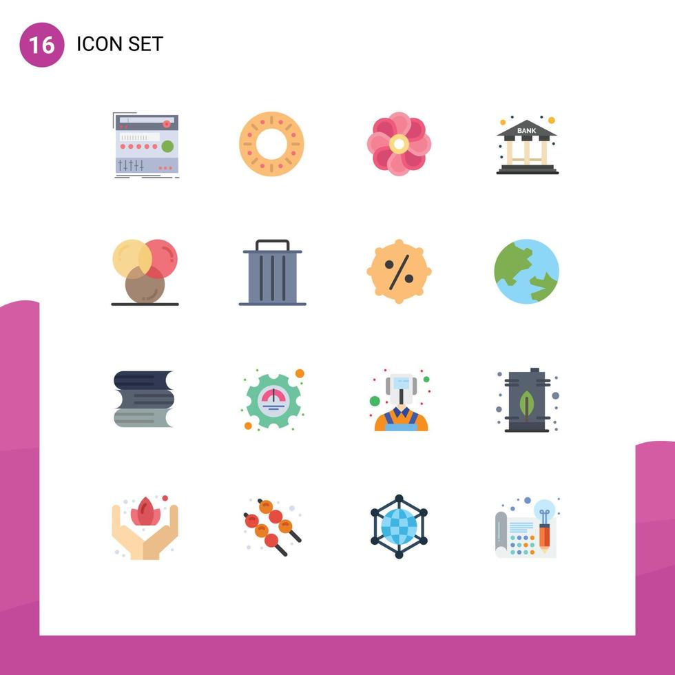 16 Flat Color concept for Websites Mobile and Apps color building flower office bank Editable Pack of Creative Vector Design Elements