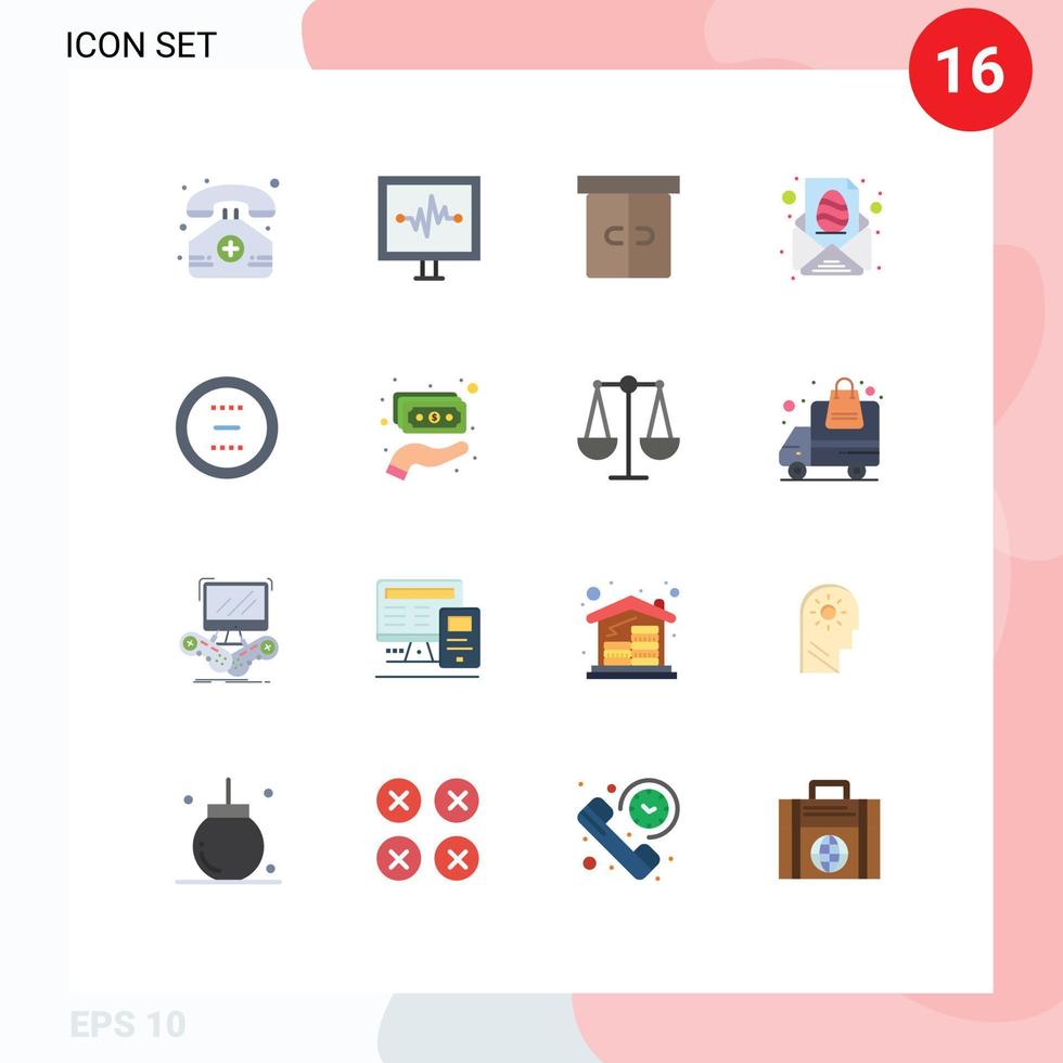 16 User Interface Flat Color Pack of modern Signs and Symbols of cancel message decor letter easter Editable Pack of Creative Vector Design Elements