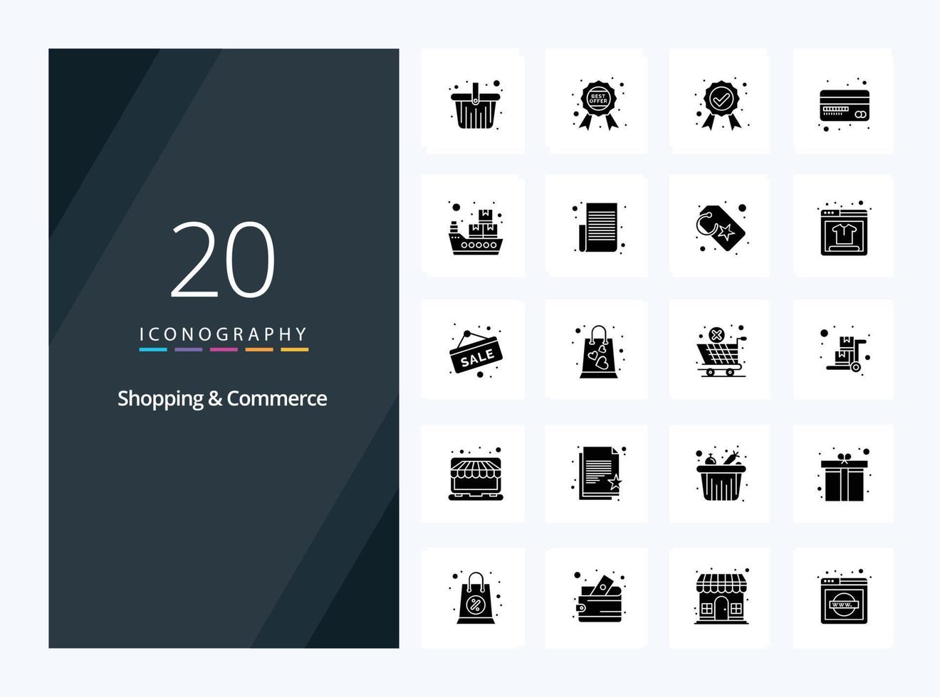 20 Shopping And Commerce Solid Glyph icon for presentation vector