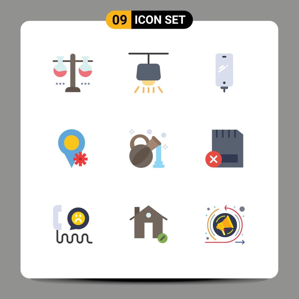 Modern Set of 9 Flat Colors and symbols such as oil settings phone map battery Editable Vector Design Elements
