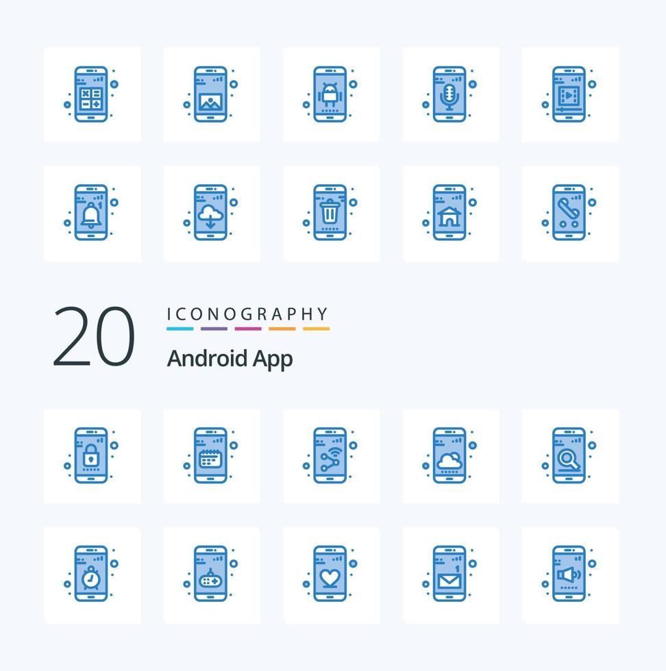 20 Android App Blue Color icon Pack like weather app smartphone mobile phone smartphone vector