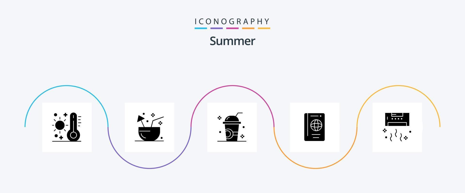 paquete de iconos de glifo 5 de verano que incluye verano. vacaciones. verano. verano. hielo vector