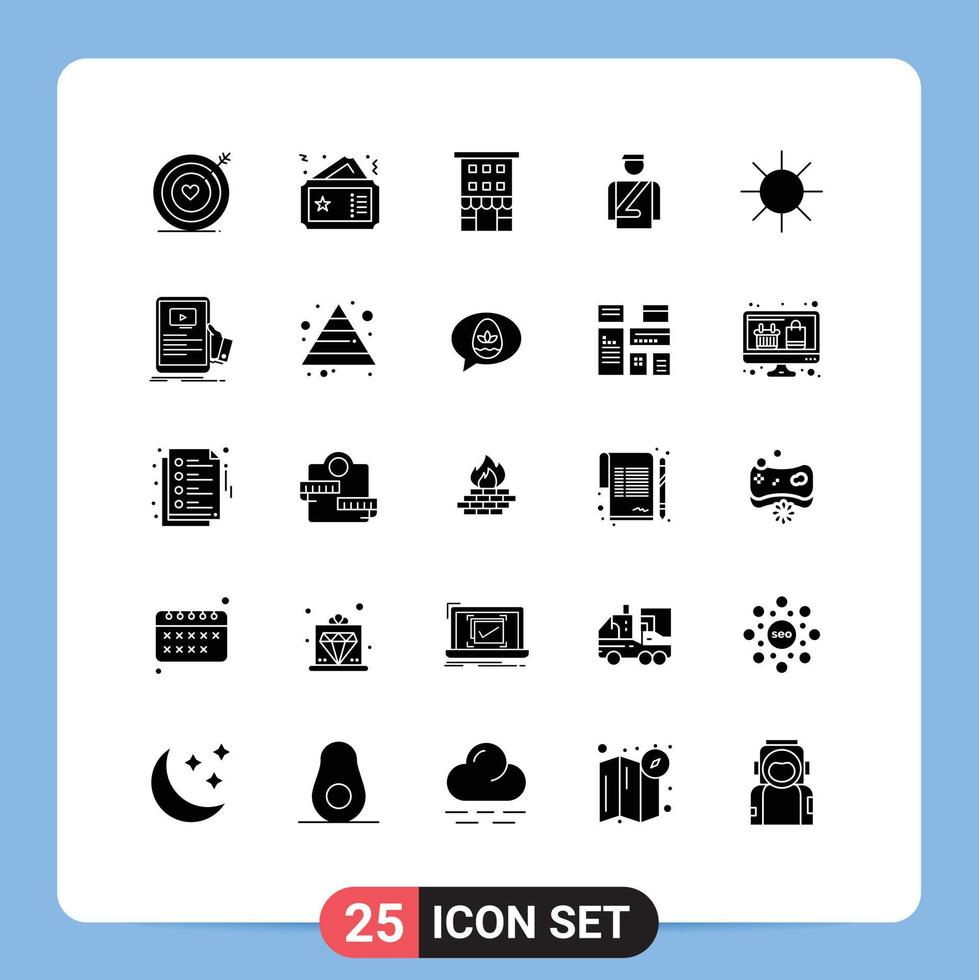 Set of 25 Modern UI Icons Symbols Signs for service hotel movie bellboy shop front Editable Vector Design Elements