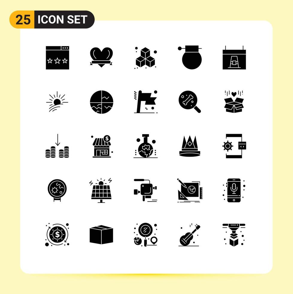 Stock Vector Icon Pack of 25 Line Signs and Symbols for dinner calendar box weapon military Editable Vector Design Elements