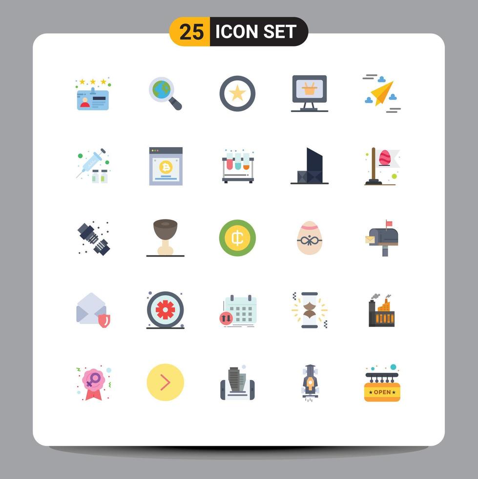 Editable Vector Line Pack of 25 Simple Flat Colors of protection fly business paper web Editable Vector Design Elements