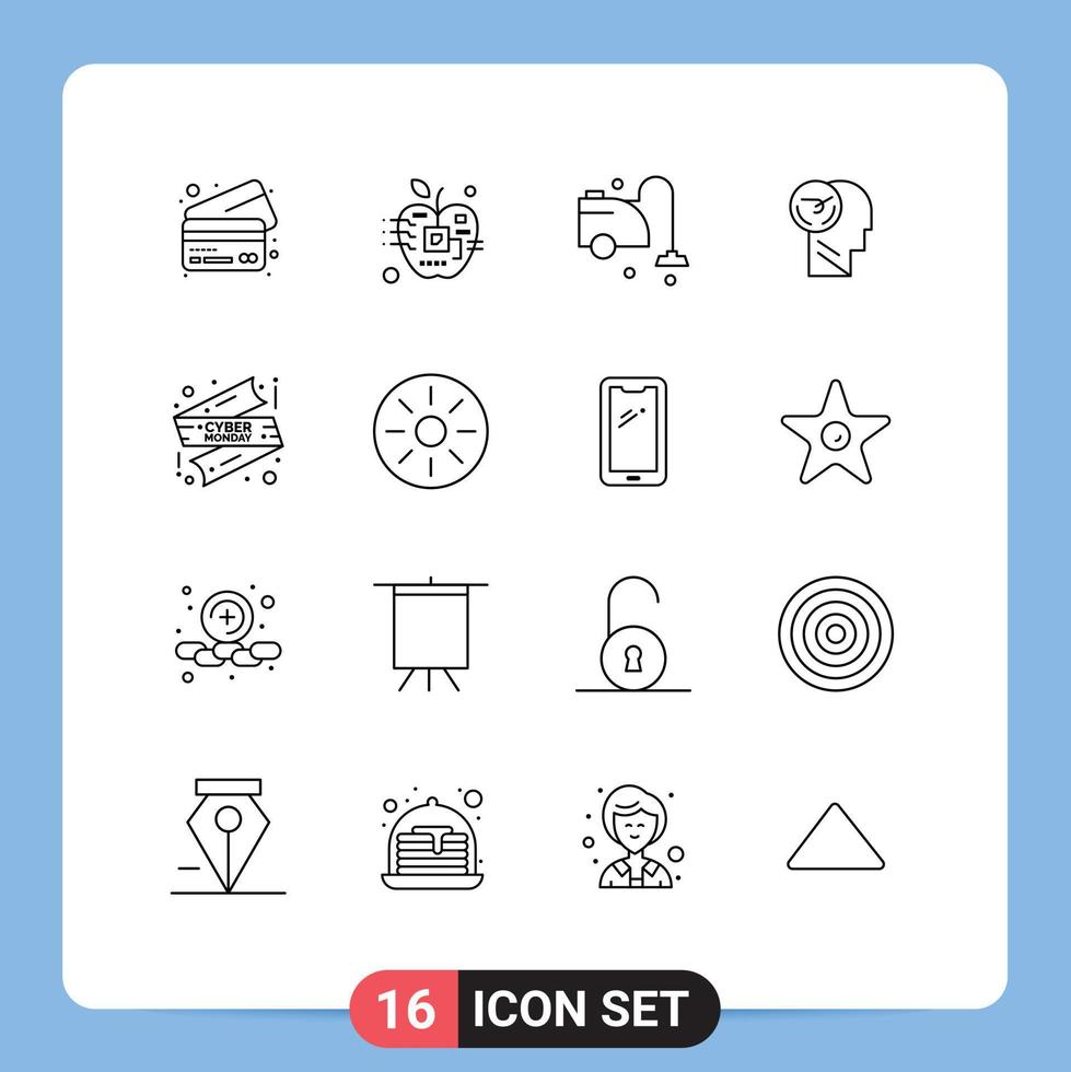 16 Creative Icons Modern Signs and Symbols of ribbon human clean faster activity Editable Vector Design Elements