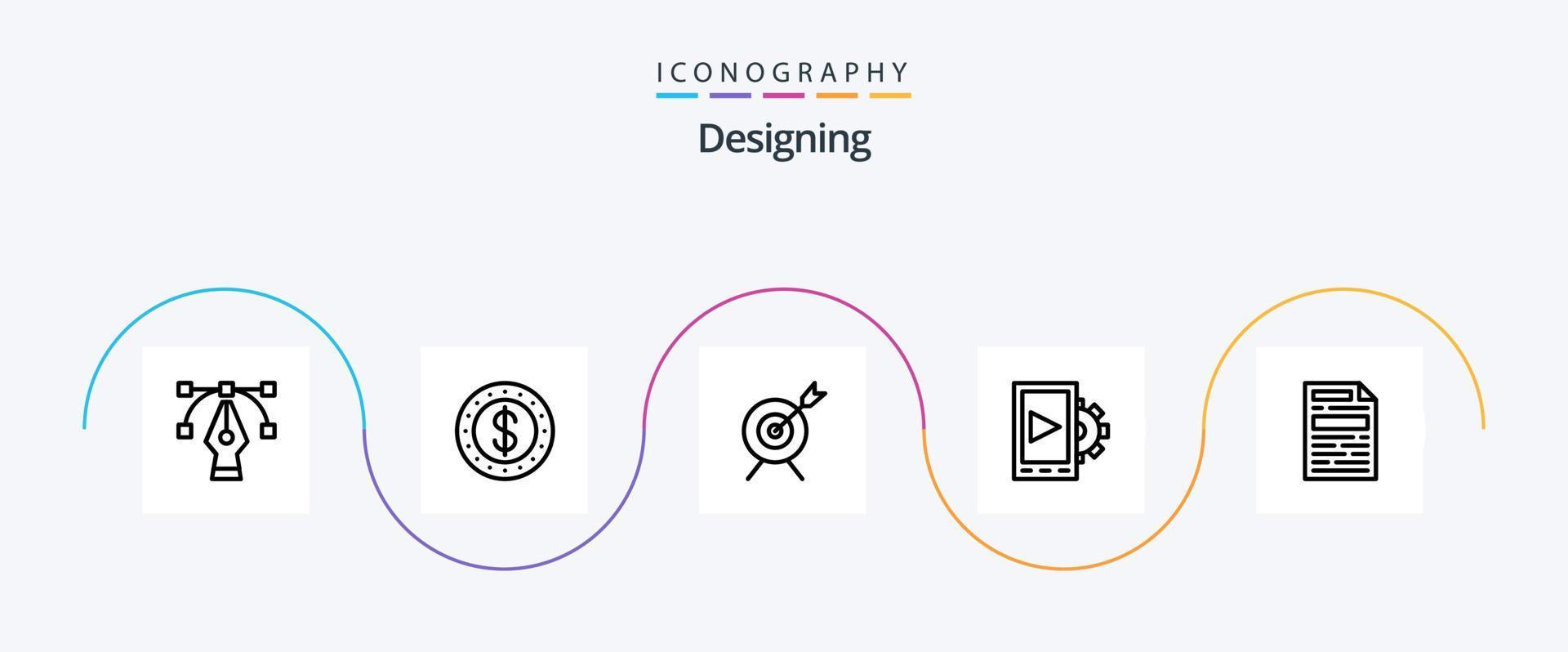 Designing Line 5 Icon Pack Including . goal. design. file vector