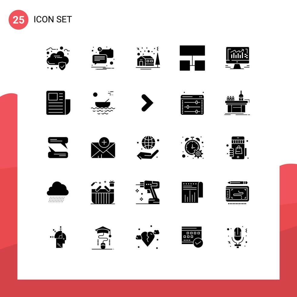 25 Creative Icons Modern Signs and Symbols of monitor graph christmas computer sitemap Editable Vector Design Elements