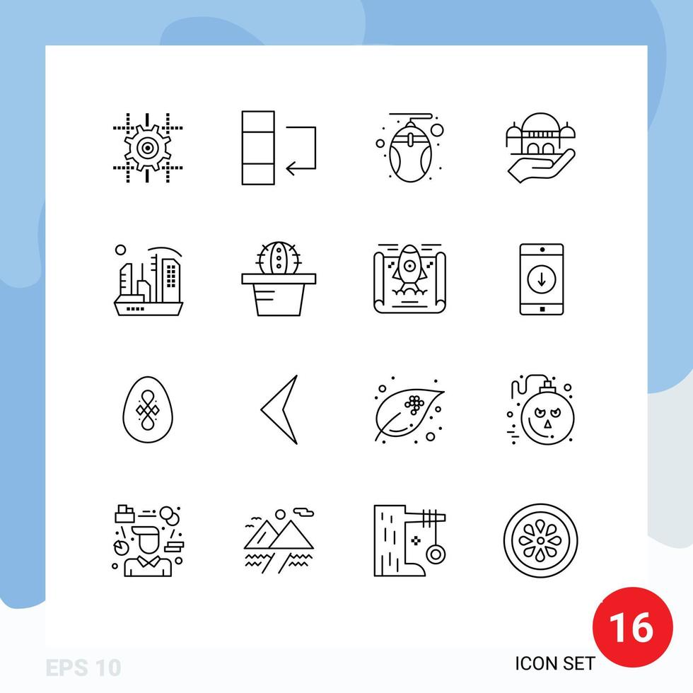 16 Outline concept for Websites Mobile and Apps colony city hardware donation hand Editable Vector Design Elements
