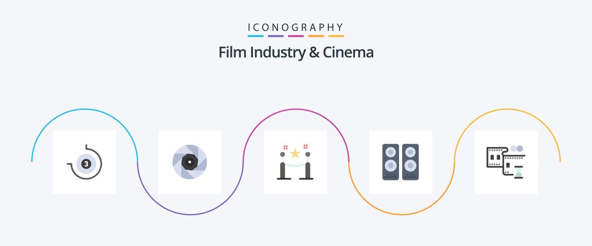 Cenima Flat 5 Icon Pack Including movie reel. film reel. fence. speaker. entertaiment vector