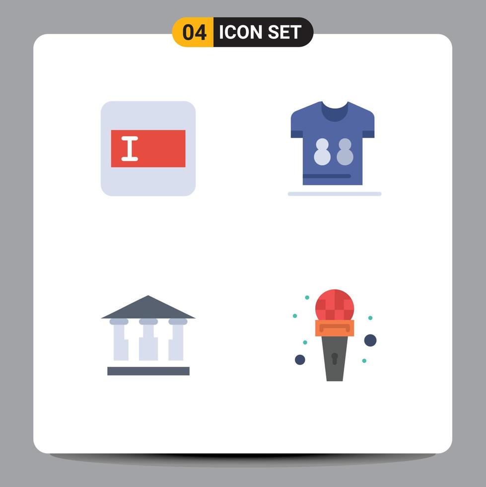 Mobile Interface Flat Icon Set of 4 Pictograms of form building football soccer mic Editable Vector Design Elements