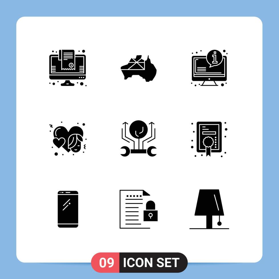 Stock Vector Icon Pack of 9 Line Signs and Symbols for engineering face system event heart Editable Vector Design Elements