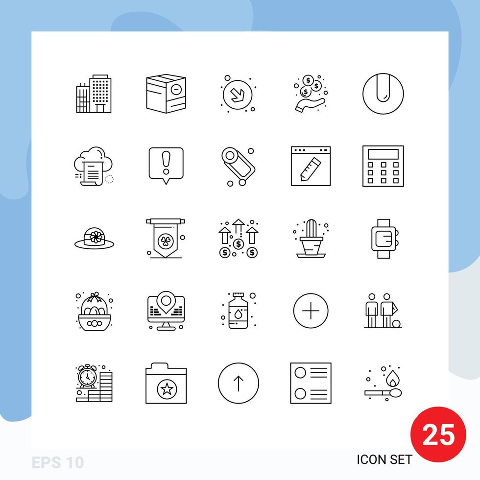 Pictogram Set of 25 Simple Lines of sport ball shipping revenue income Editable Vector Design Elements