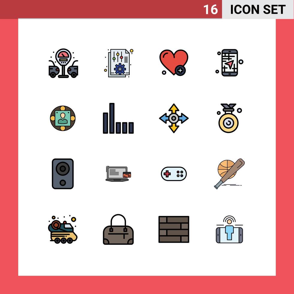 Set of 16 Modern UI Icons Symbols Signs for business travel medical direction app Editable Creative Vector Design Elements