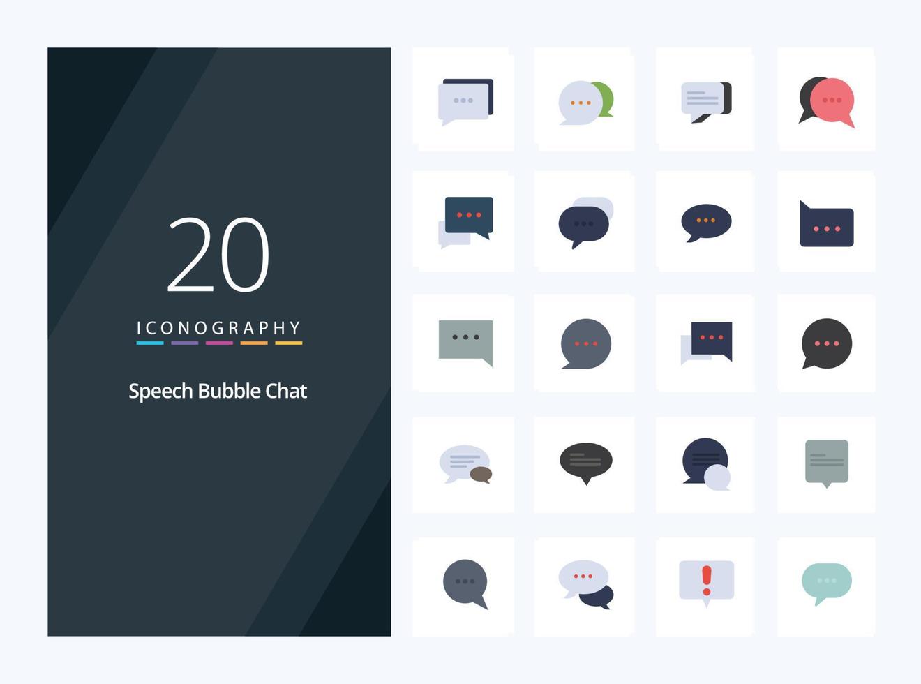 20 Chat Flat Color icon for presentation vector
