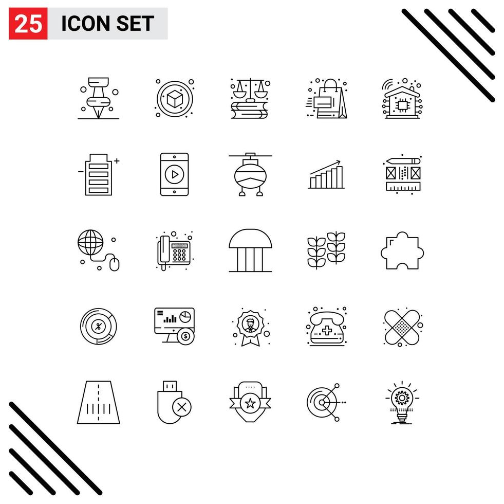 Set of 25 Vector Lines on Grid for battery smart home laws intelligent sales Editable Vector Design Elements