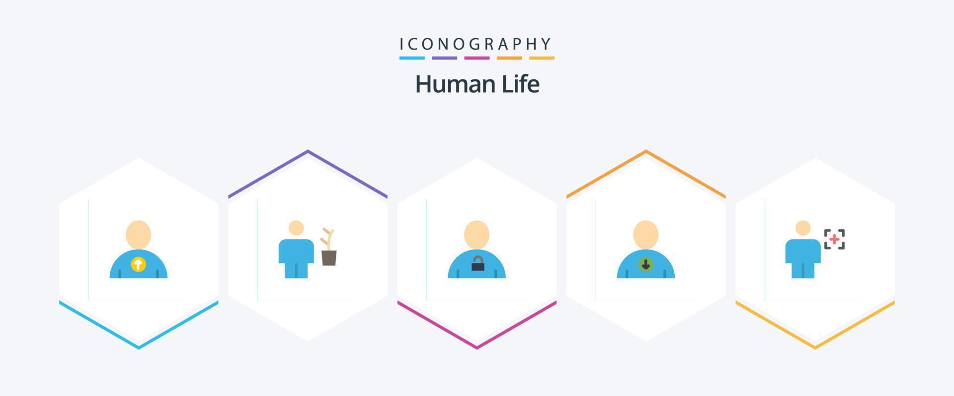 paquete de iconos planos humanos 25 que incluye cuerpo. usuario. avatar. próximo. desbloqueado vector