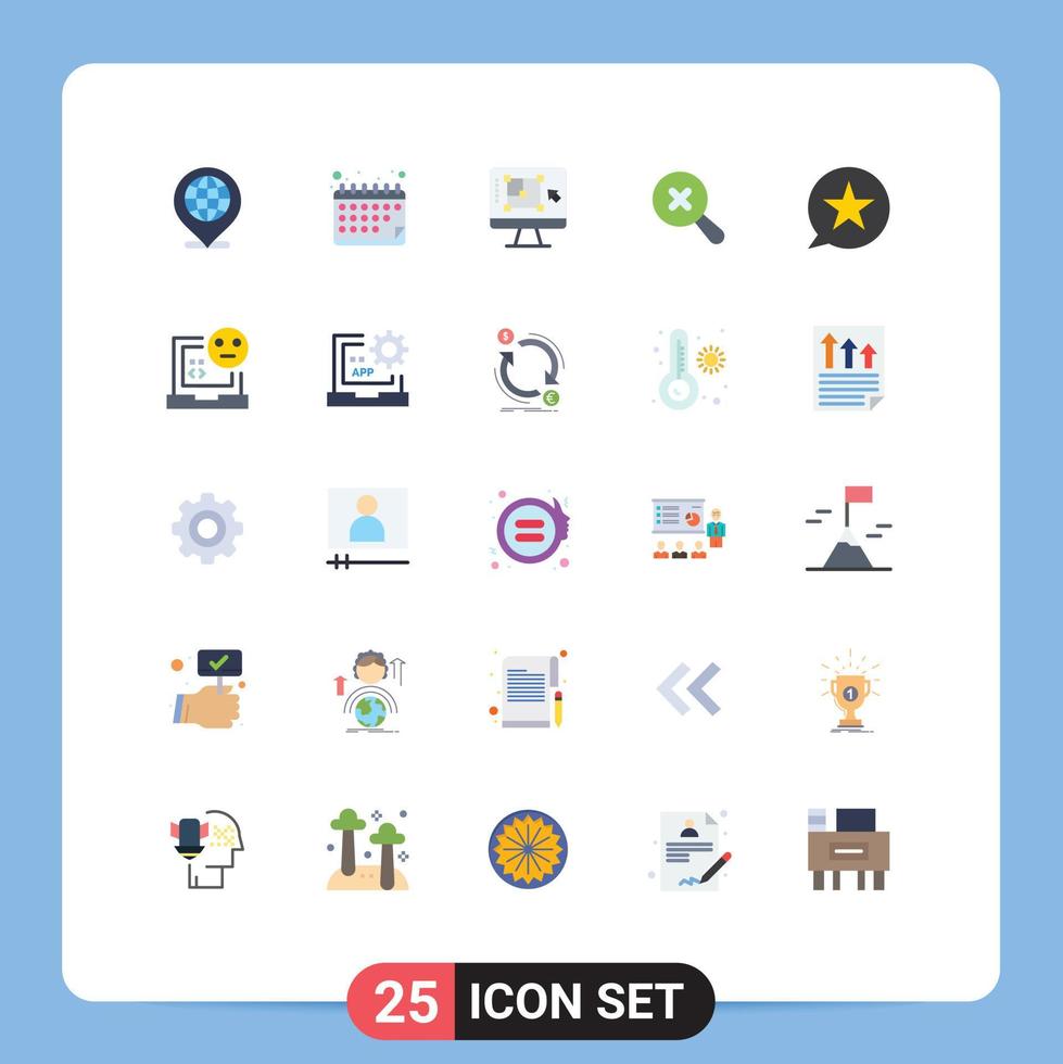 Group of 25 Modern Flat Colors Set for favorite zoom computer search increase Editable Vector Design Elements