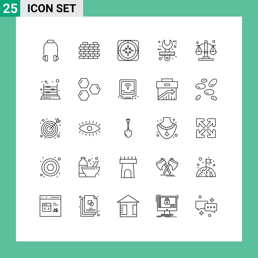 Modern Set of 25 Lines Pictograph of tool design gps creative travel Editable Vector Design Elements