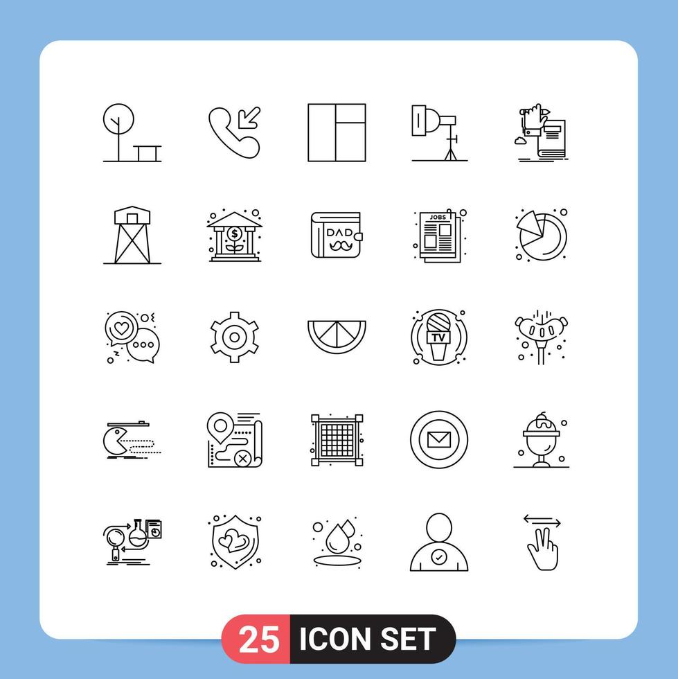 25 User Interface Line Pack of modern Signs and Symbols of growth learning layout knowledge studio Editable Vector Design Elements