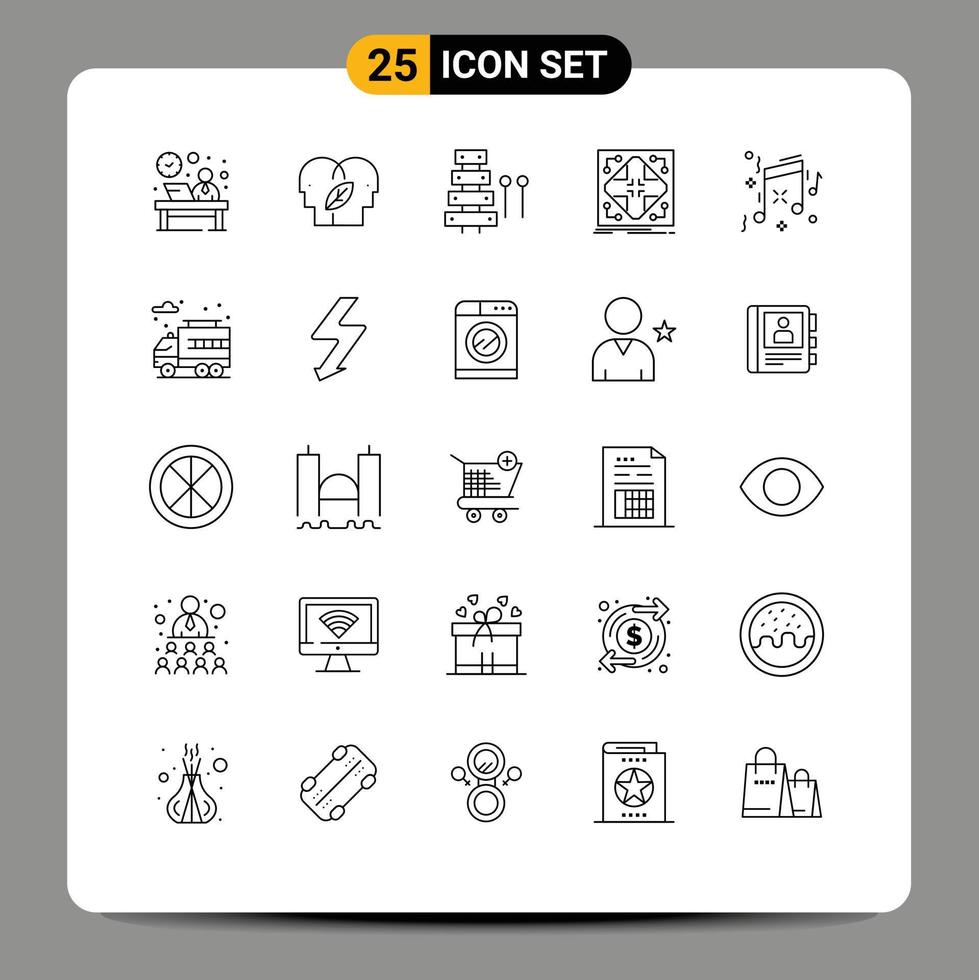Stock Vector Icon Pack of 25 Line Signs and Symbols for matrix infrastructure mind data sound Editable Vector Design Elements