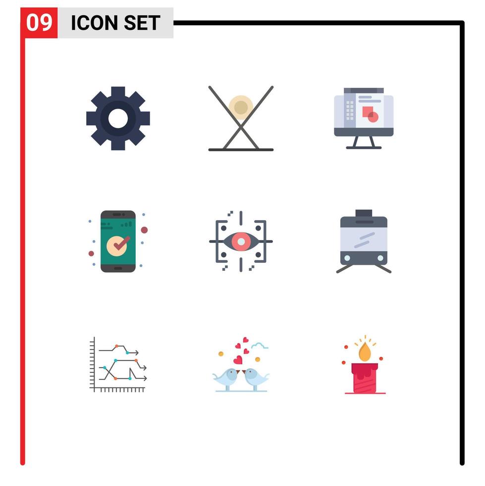 9 User Interface Flat Color Pack of modern Signs and Symbols of engineering ui sushi essential app Editable Vector Design Elements