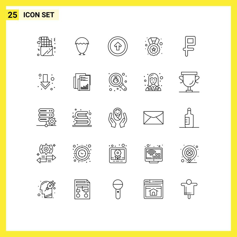 Modern Set of 25 Lines Pictograph of currency star arrow reward up Editable Vector Design Elements